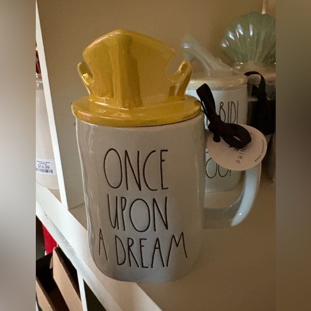 Rae Dunn Once Upon a Dream Yellow and Blue Mug with Lid